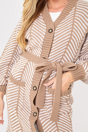 Herringbone Belted Cardigan