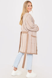 Herringbone Belted Cardigan