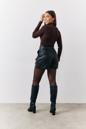 High Neck Variegated Rib Knit Top