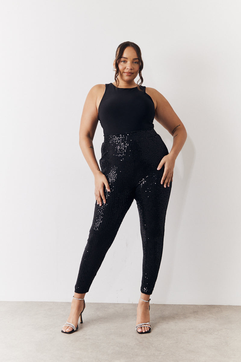Black Premium Sequin Leggings