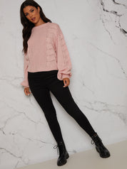 Pointelle Knitted Jumper in Blush