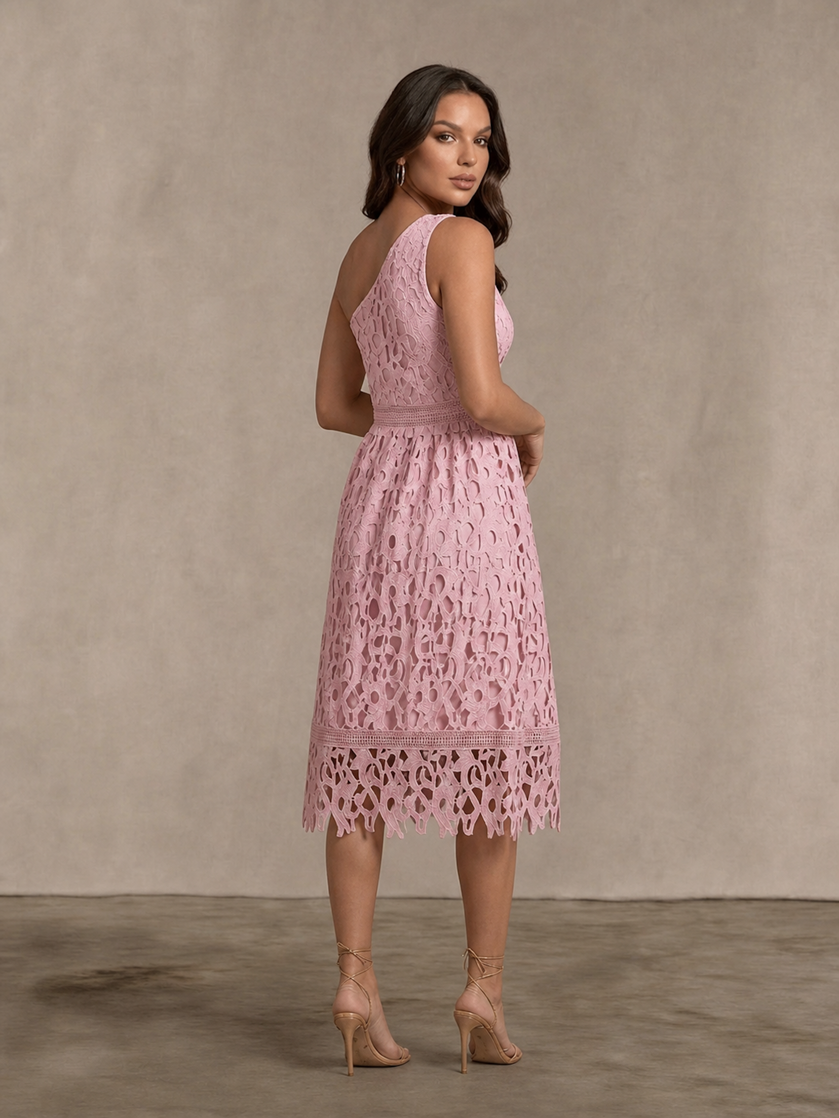 Chi Chi London - One Shoulder Premium Lace Midi Dress