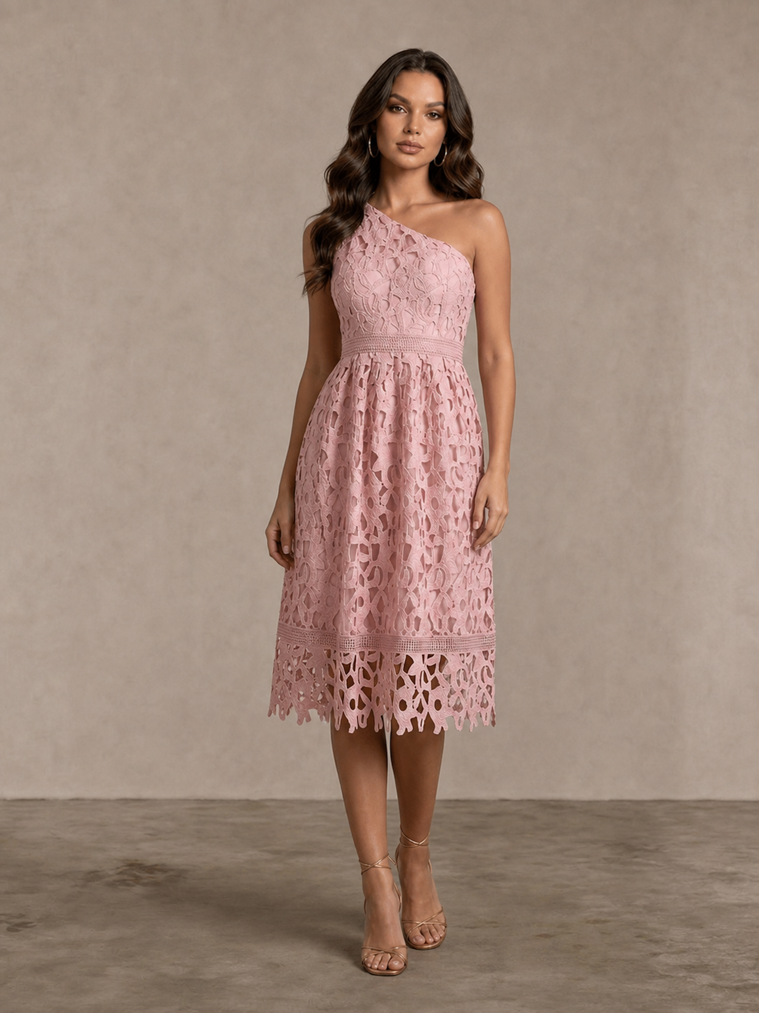Chi Chi London - One Shoulder Premium Lace Midi Dress