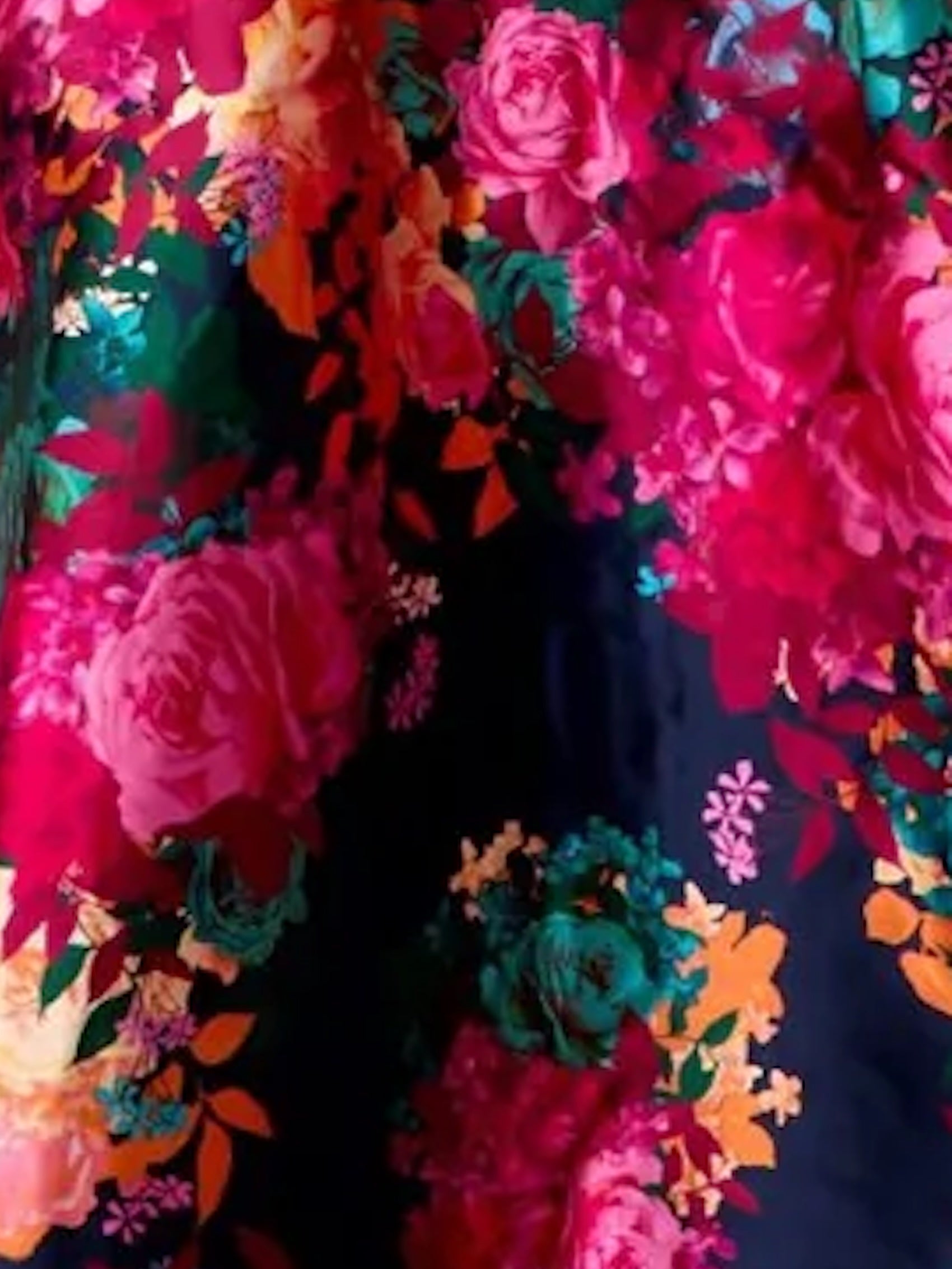 Petite Bandeau Sweetheart Floral Wrap Detail Dip Hem Dress in Navy