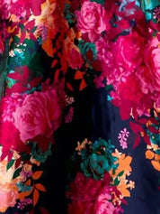Petite Bandeau Sweetheart Floral Wrap Detail Dip Hem Dress in Navy
