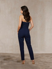 3D Floral Bandeau Jumpsuit in Navy