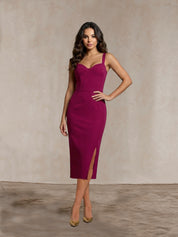 Bodice Detail Midi Dress In Purple