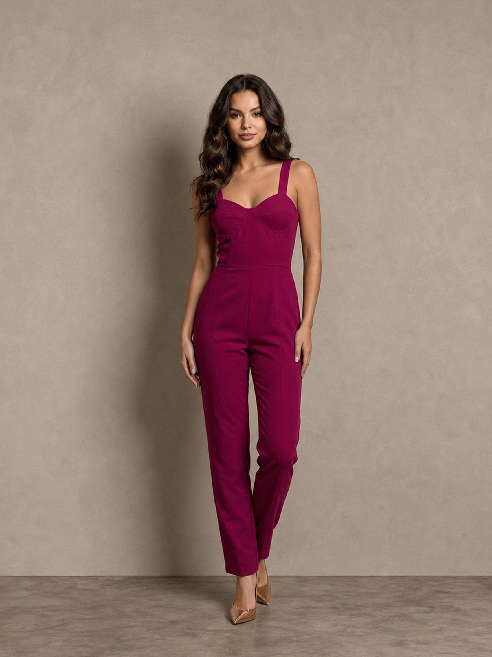 Bodice Detail Jumpsuit in Purple