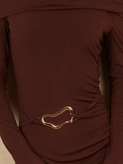 Bardot Hardware Detail Mini Dress in Brown
