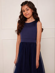 Older Girls Sleeveless Midi Dress in Navy