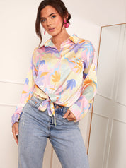 High Neck Long Sleeve Top in Pink