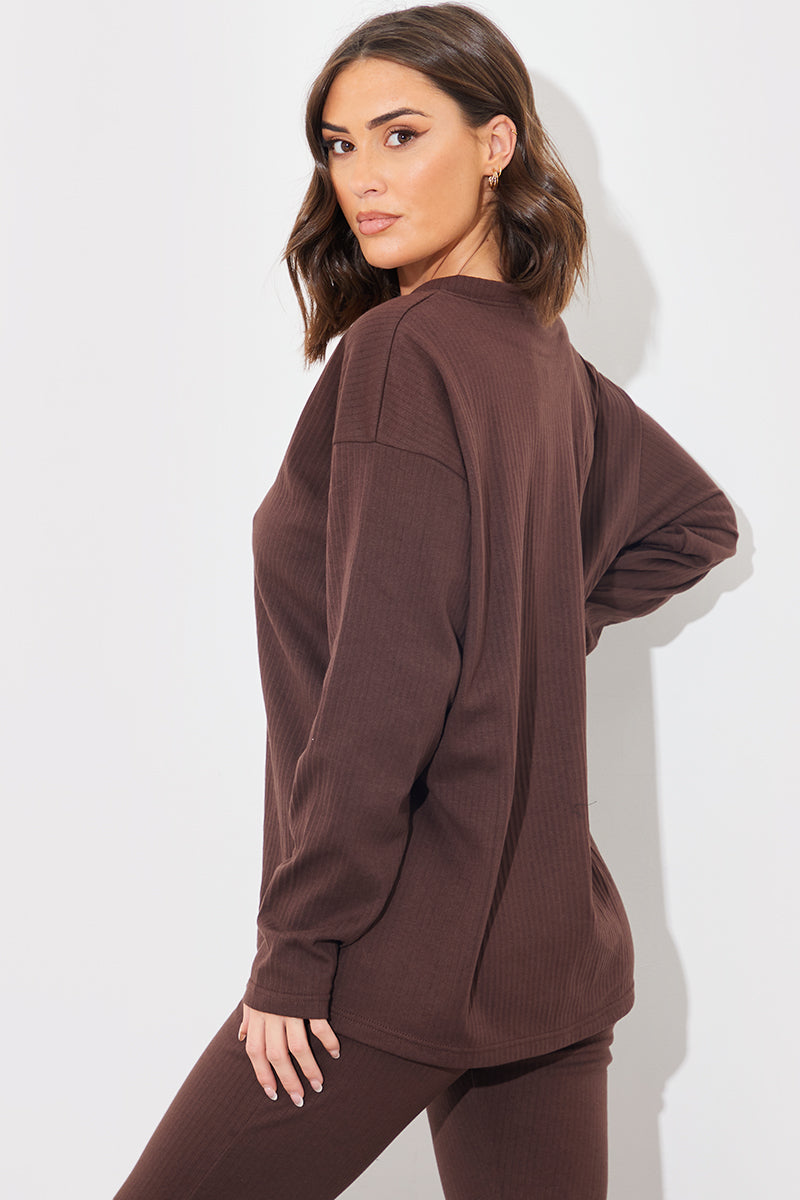 V Neck T Shirt And Wide Leg Trouser Set