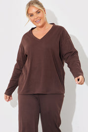 V Neck T Shirt And Wide Leg Trouser Set