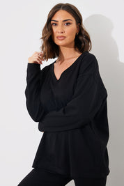 V Neck T Shirt And Wide Leg Trouser Set