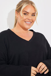 V Neck T Shirt And Wide Leg Trouser Set