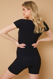 Built-In Bra Short Sleeve Sculpt and Control Short Unitard