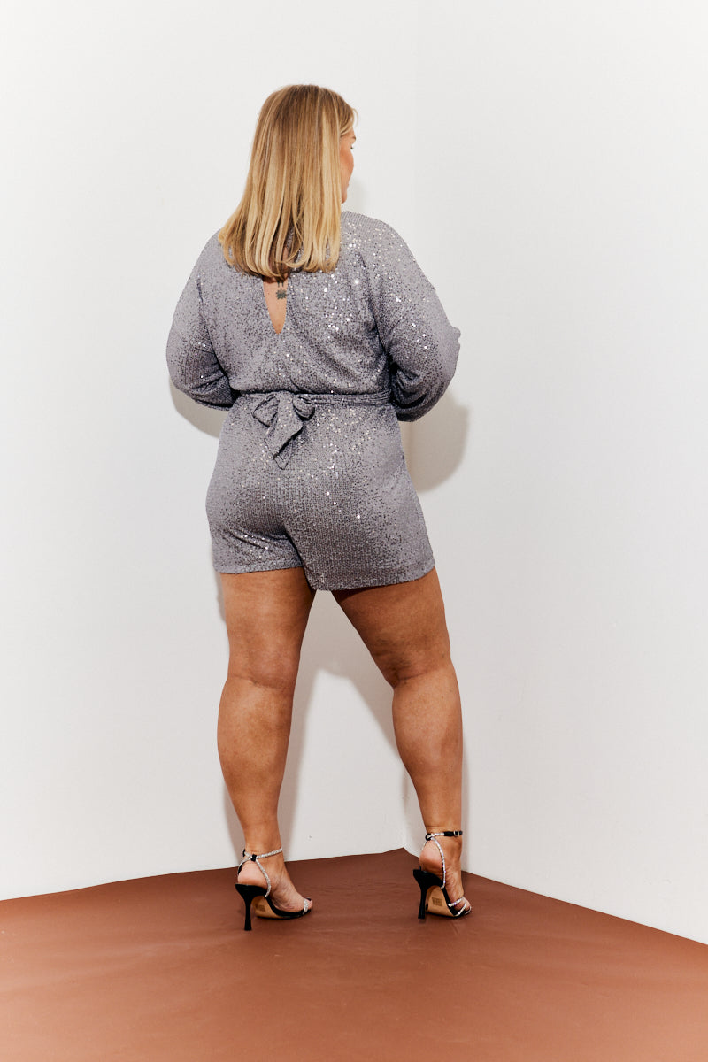 Sequin Multi Front Knot Playsuit