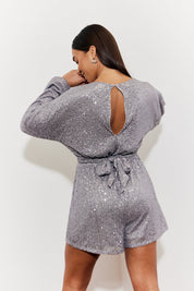 Sequin Multi Front Knot Playsuit