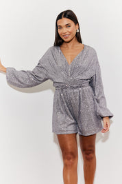 Sequin Multi Front Knot Playsuit