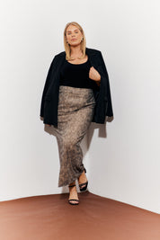 Snake Skin Printed Mesh Skirt