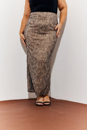 Snake Skin Printed Mesh Skirt