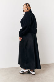 Black Jacquard Printed Slip Skirt