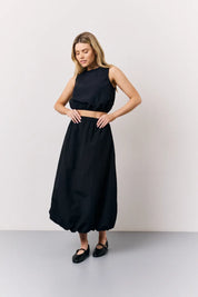 In The Style Balloon Co-Ord Midi Skirt in Black