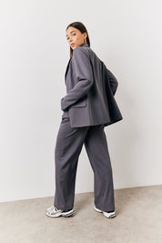 Charcoal Elastic Waist Back Trouser