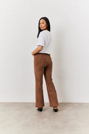In The Style Faux Suede Straight Leg Trouser in Tan