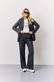 Grey Pinstripe Wide Leg Tailored Trouser