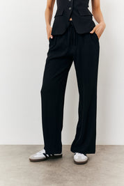 Elasticated Mid Rise Wide Leg Trouser