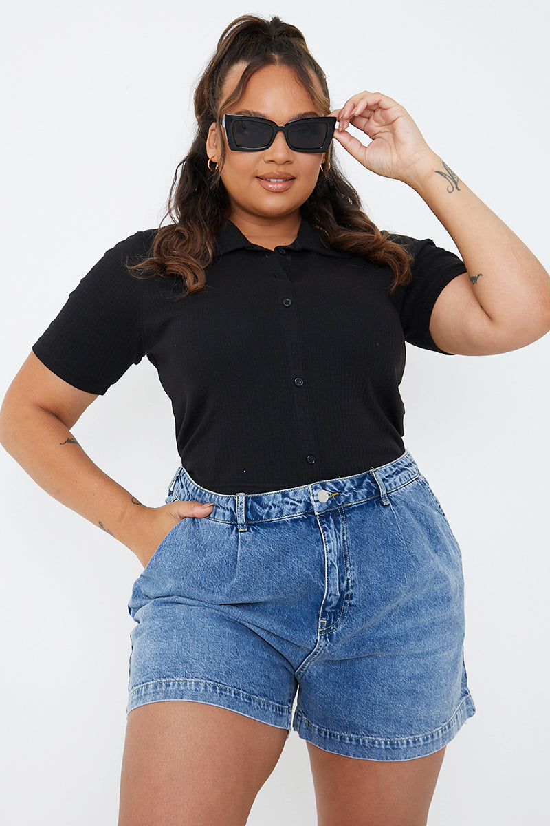 Mid Wash Denim Shorts