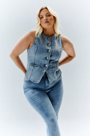 Denim Crew Neck Waistcoat