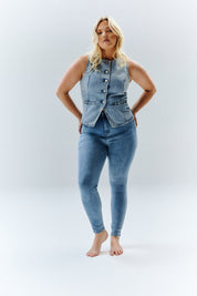 Denim Crew Neck Waistcoat