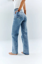 In The Style Sienna Straight Leg Jean in Light Blue