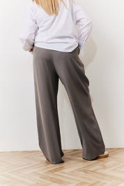 Grey Waistband Detail Tailored Trouser