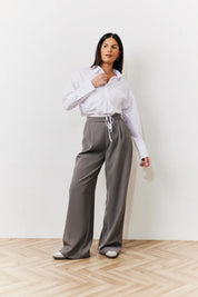 In The Style Waistband Detail Tailored Trouser in Grey