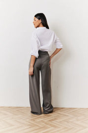 In The Style Waistband Detail Tailored Trouser in Grey