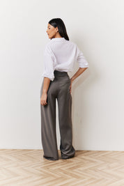 Grey Waistband Detail Tailored Trouser