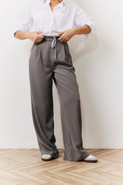 Grey Waistband Detail Tailored Trouser