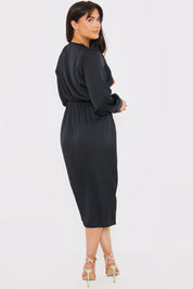 Satin Twist Waist Midi Dress