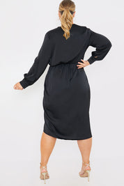Satin Twist Waist Midi Dress