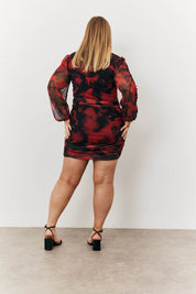 Abstract Print Wrap Mini Dress