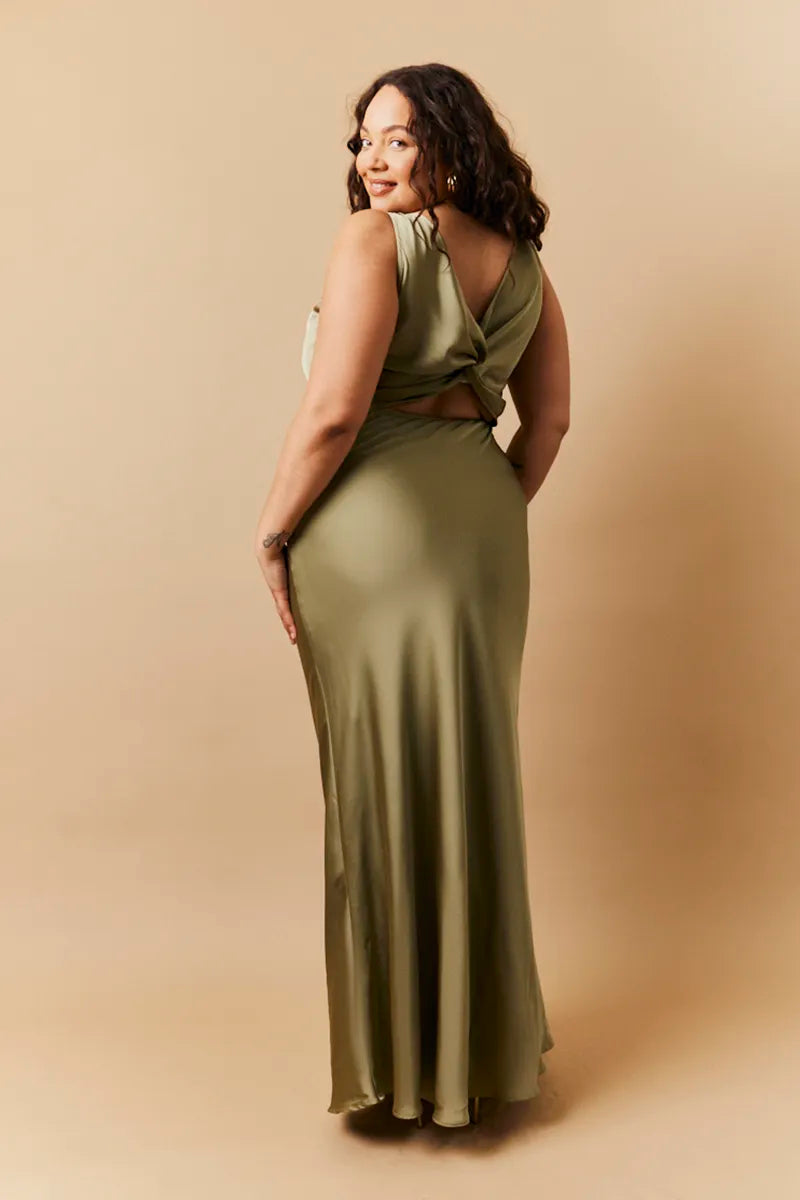 In The Style Olive Satin Twist Back Maxi Dress 10 In The Style Olive Satin Twist Back Maxi Dress 10