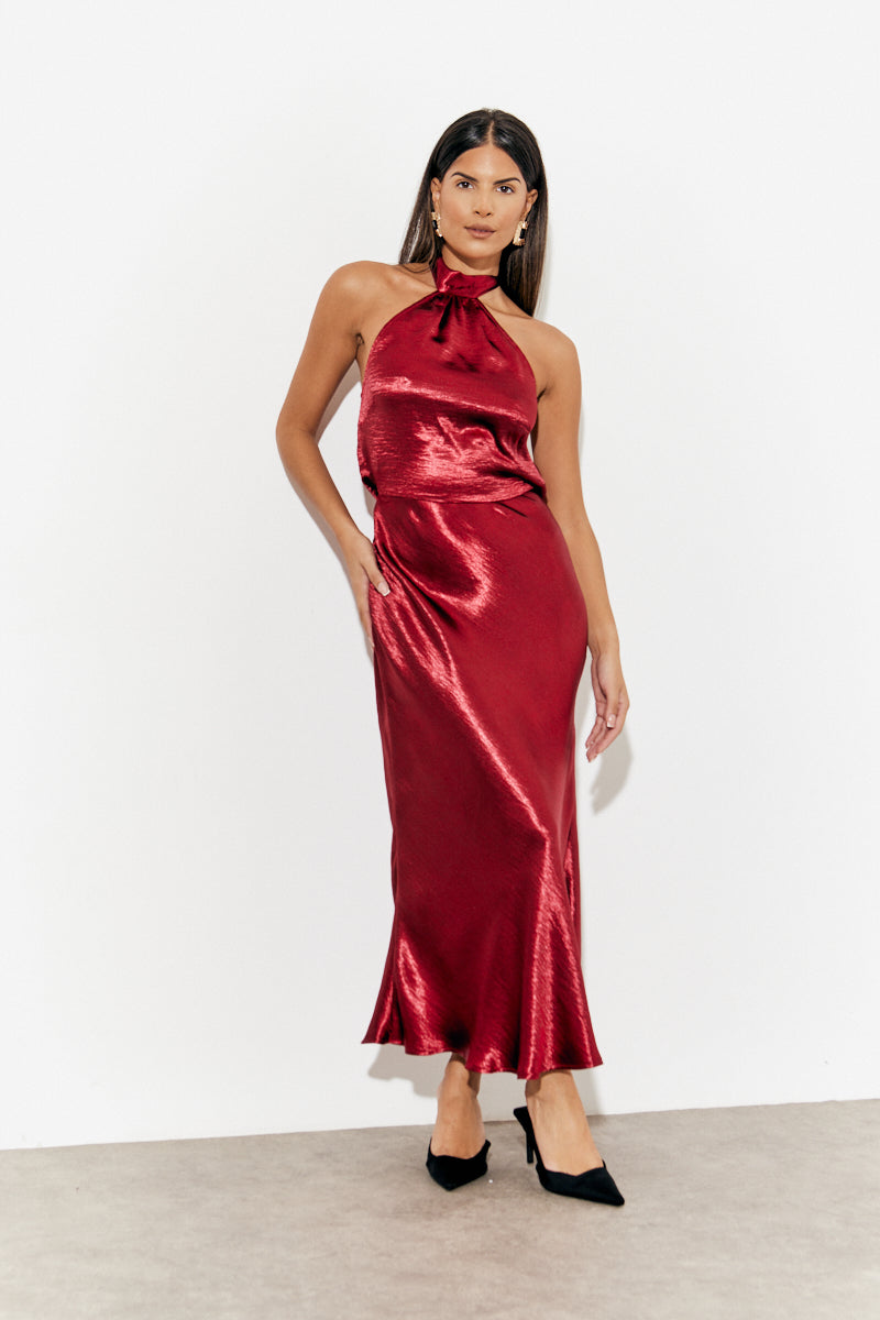 Liquid Satin Halterneck Cowl Back Midaxi Dress | Chi Chi London UK Liquid Satin Halterneck Cowl Back Midaxi Dress | Chi Chi London UK