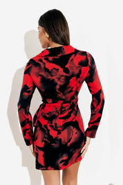 Abstract Print Wrap Mini Dress