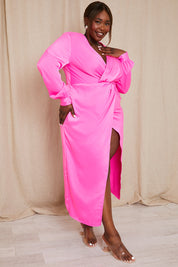 Satin Twist Detail Midaxi Dress