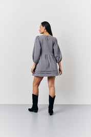 Black Gingham Mini Smock Dress
