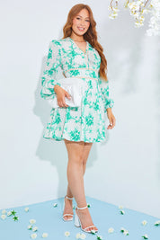 Floral Broderie Trim Mini Skater Dress