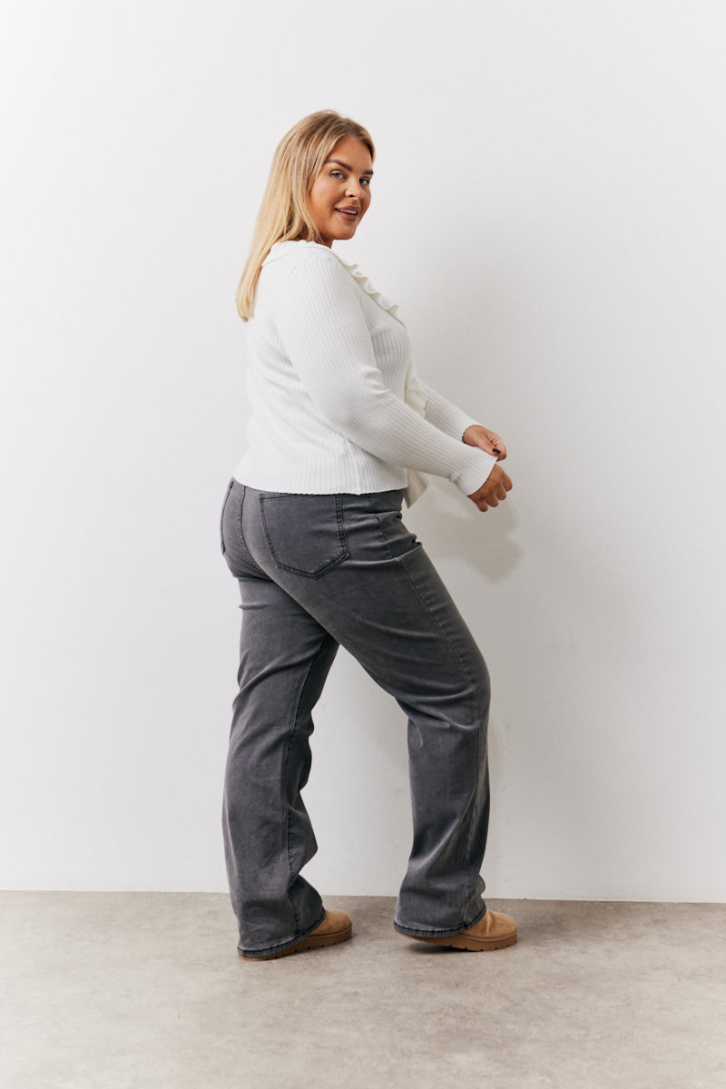 Cream Frill Detail Knitted Top